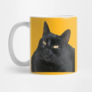 Black Cat With Beautiful Yellow Eyes Vector Art Cut Out Mug